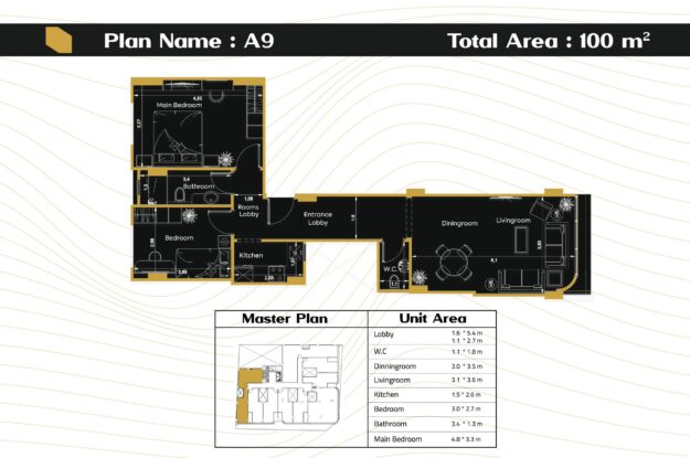 شقة 100م - مشروع 9hub complex الهضبة العليا المقطم